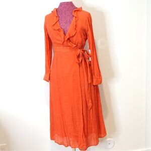 Episode Rusty orange color Wrap Dress / Lined